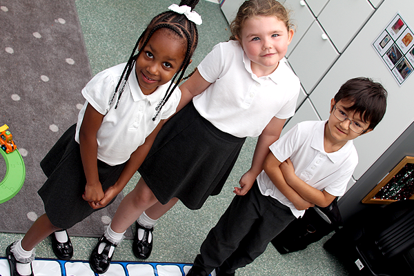 School children taking part in education